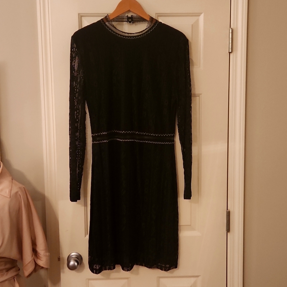 Black lace mini dress
